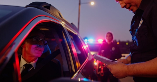 driver pulled over by a police officer